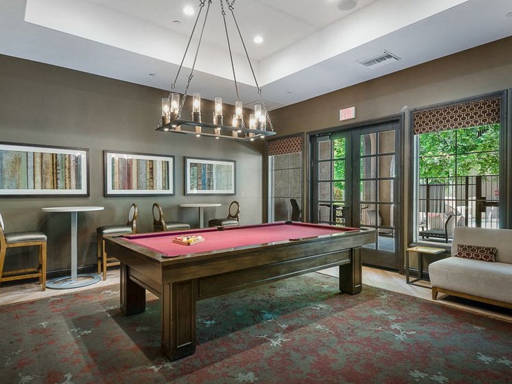 Indoor lounge with pool table